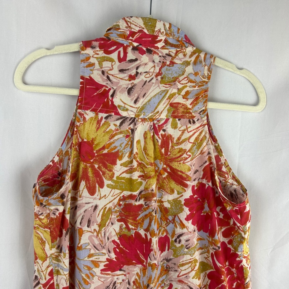 Porridge‎ Anthropologie Floral Sleeveless Collared Button Up Shirt Womens Size 4 - Picture 7 of 8
